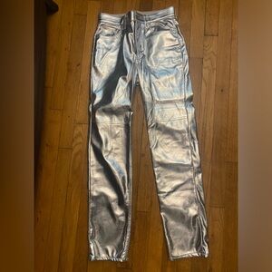 Gap Metallic Silver Faux Leather
Cheeky Straight High Rise